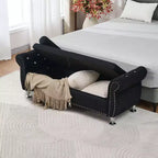Banc de rangement moderne en velours TUYOHW avec bouton en cristal et 1 coussin, banc de bout de lit rembourré avec pieds en métal, pour salon, chambre à coucher