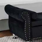 Banc de rangement moderne en velours TUYOHW avec bouton en cristal et 1 coussin, banc de bout de lit rembourré avec pieds en métal, pour salon, chambre à coucher