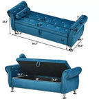 Banc de rangement moderne en velours TUYOHW avec bouton en cristal et 1 coussin, banc de bout de lit rembourré avec pieds en métal, pour salon, chambre à coucher