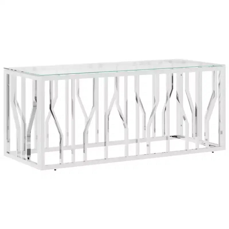 vidaXL Coffee Table Silver Stainless steel Medium Modern Coffee Table