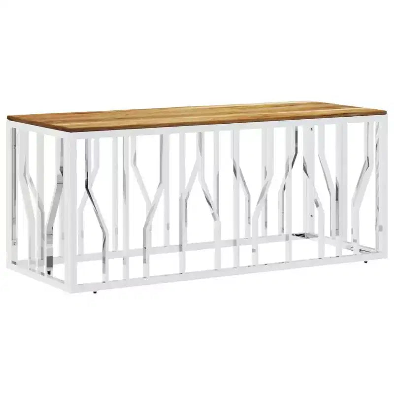 vidaXL Table basse Argent Acier inoxydable Moyenne Table Basse Moderne