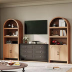Bibliothèque haute avec armoire arquée et rangement, bibliothèque de style Mid-Century, armoire de rangement en bois moderne pour cuisine