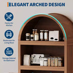 Bibliothèque haute avec armoire arquée et rangement, bibliothèque de style Mid-Century, armoire de rangement en bois moderne pour cuisine
