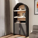 Bibliothèque haute avec armoire arquée et rangement, bibliothèque de style Mid-Century, armoire de rangement en bois moderne pour cuisine