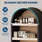 Bibliothèque haute avec armoire arquée et rangement, bibliothèque de style Mid-Century, armoire de rangement en bois moderne pour cuisine