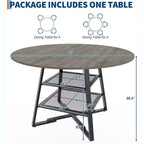 Table à manger ronde 42 pouces pour 4 à 6 personnes, table de cuisine ronde avec base en métal, table à manger ronde en bois, tables de cuisine en bois avec étagère de rangement