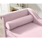 MAYEERTY Canapé méridienne en velours avec pieds en métal doré et oreiller rond pour salon rose