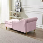 MAYEERTY Canapé méridienne en velours avec pieds en métal doré et oreiller rond pour salon rose