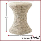 Casafield Table d'appoint sablier - Blanc blanchi, Table d'appoint en jacinthe d'eau, Table d'appoint en osier tressé style bohème pour salon, chambre, entrée