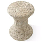 Casafield Table d'appoint sablier - Blanc blanchi, Table d'appoint en jacinthe d'eau, Table d'appoint en osier tressé style bohème pour salon, chambre, entrée