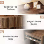 Table de chevet cannelée Lantine, Table de chevet en bois avec tiroir de rangement, Table d'appoint moderne pour chambre à coucher