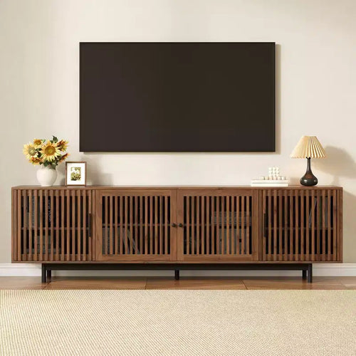 78'' Modern TV Stand for 85'' TVs Media Console Entertainment Center with Cable Management & Soft-Closing Hinges, Walnut - ModernLuxe