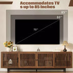 Meuble TV moderne de 78'' pour téléviseurs de 85'', console multimédia, centre de divertissement avec gestion des câbles et charnières à fermeture douce, Noyer - ModernLuxe