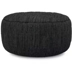 Pouf bohème Garcia 76 cm en cuir tressé véritable, assemblé
