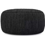 Pouf bohème Garcia 76 cm en cuir tressé véritable, assemblé