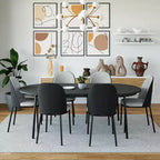 Ensemble de salle à manger 7 pièces LeisureMod Tule avec cadre en acier, 6 chaises de salle à manger rembourrées et table de salle à manger ovale de 180 cm avec plateau en bois