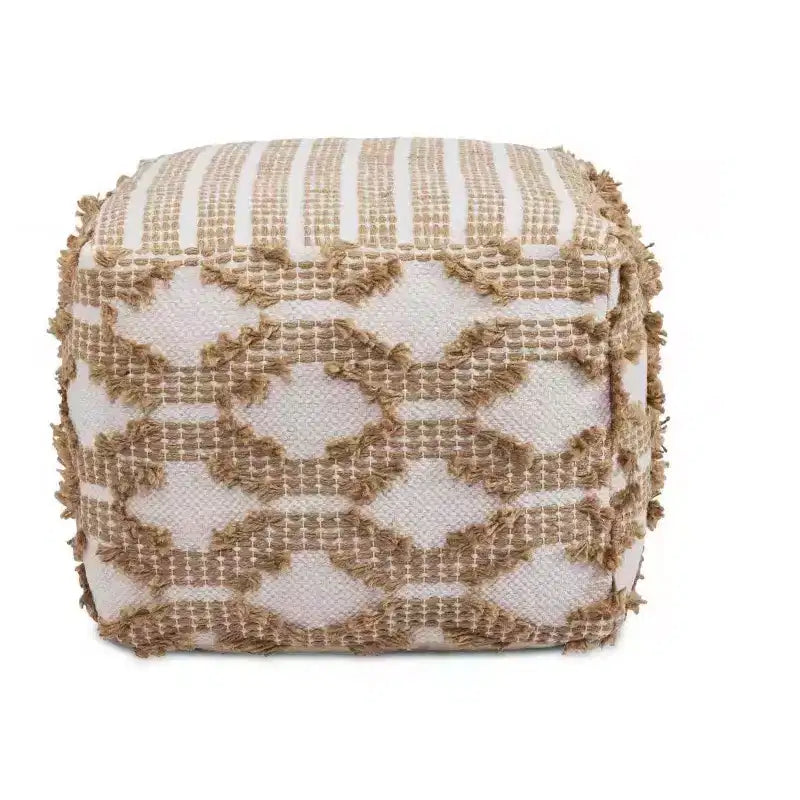 Pouf carré en coton/jute tissé à la main Rowan