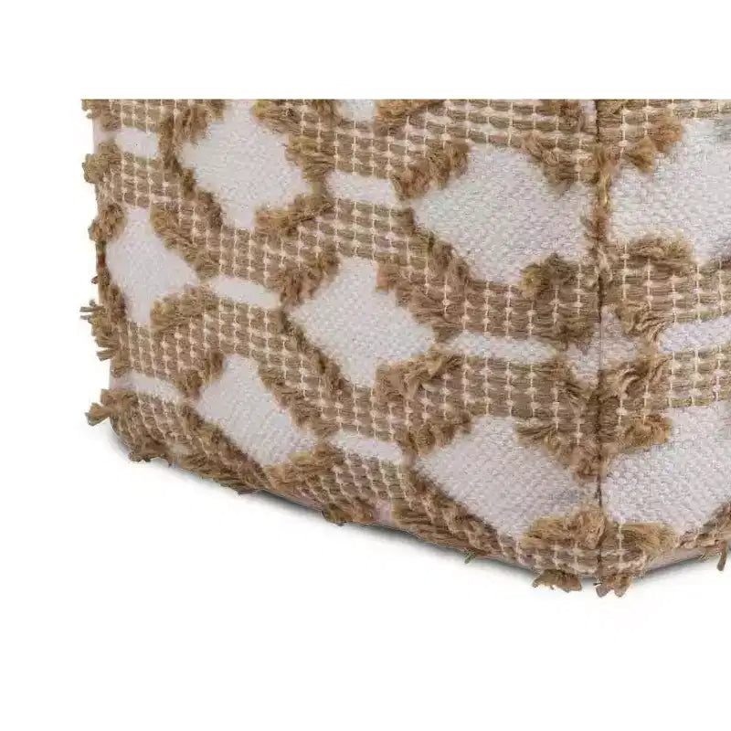 Pouf carré en coton/jute tissé à la main Rowan