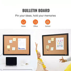 Tableau d'affichage en liège 90x60 cm, cadre avec punaises inclus pour la maison, le bureau, l'école