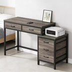 TUYOHW Bureau moderne avec caisson à tiroirs, bureau informatique compact à 2 tiroirs et meuble de classement à 3 tiroirs, table d'écriture pour bureau à domicile, étude