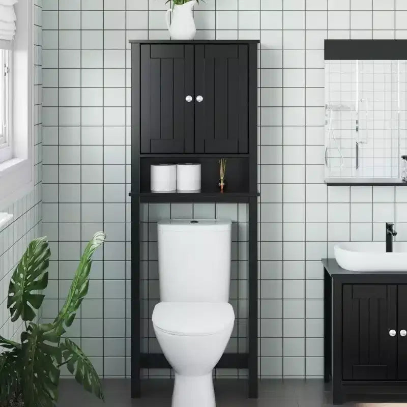 vidaXL Meuble lave-linge BERG noir 29,9x10,6x64,8 cm bois massif