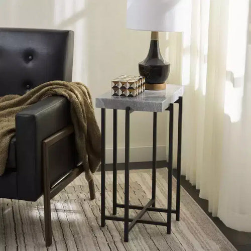 Table d'appoint Aloha en marbre - ACC3748 - Gris/Noir - Safavieh
