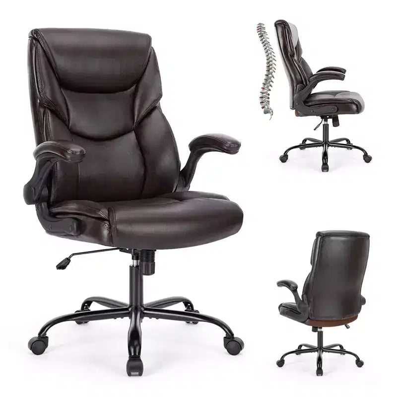 Chaise de bureau ergonomique TUYOHW avec accoudoirs relevables réglables, chaise d'ordinateur pivotante avec soutien lombaire et base en métal, chaise Criss Cross pour la maison
