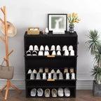 Meuble à chaussures avec 2 tiroirs basculants, Organisateur de chaussures dissimulé sur pied avec étagère ouverte inférieure, Meuble à chaussures étroit pour couloir