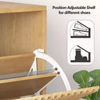 Meuble à chaussures avec 2 tiroirs basculants, Organisateur de chaussures dissimulé sur pied avec étagère ouverte inférieure, Meuble à chaussures étroit pour couloir