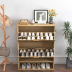 Meuble à chaussures avec 2 tiroirs basculants, Organisateur de chaussures dissimulé sur pied avec étagère ouverte inférieure, Meuble à chaussures étroit pour couloir