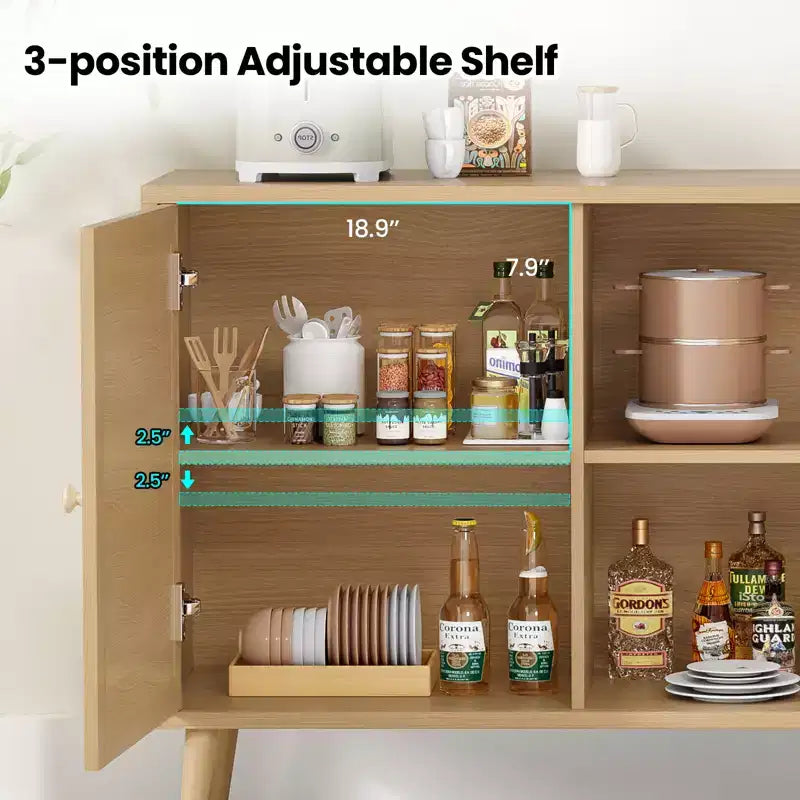 JVNOXK Buffet 18 pouces avec 3 Portes en Rotin, Console de Rangement de Cuisine Moderne, Adapté pour l'Entrée et le Salon, Finition Naturelle