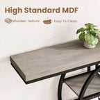 Console de 140 cm pour entrée, table de canapé de couloir industrielle avec étagères de rangement, table d'appoint étroite à 5 niveaux avec étagères de rangement circulaires