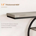 Console de 140 cm pour entrée, table de canapé de couloir industrielle avec étagères de rangement, table d'appoint étroite à 5 niveaux avec étagères de rangement circulaires