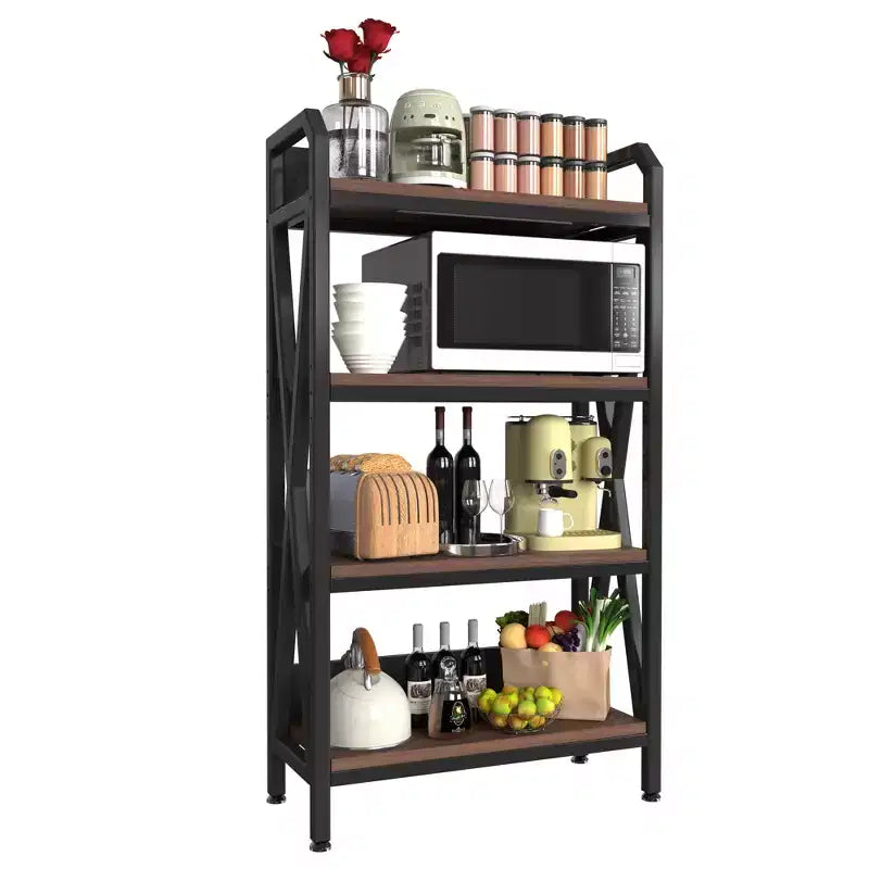 VIYET 56.3H Étagère de cuisine à 4 niveaux, Métal et bois (Organisateur multi-scènes réglable pour garage/garde-manger/salle de bain)
