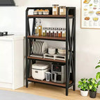 VIYET 56.3H Étagère de cuisine à 4 niveaux, Métal et bois (Organisateur multi-scènes réglable pour garage/garde-manger/salle de bain)