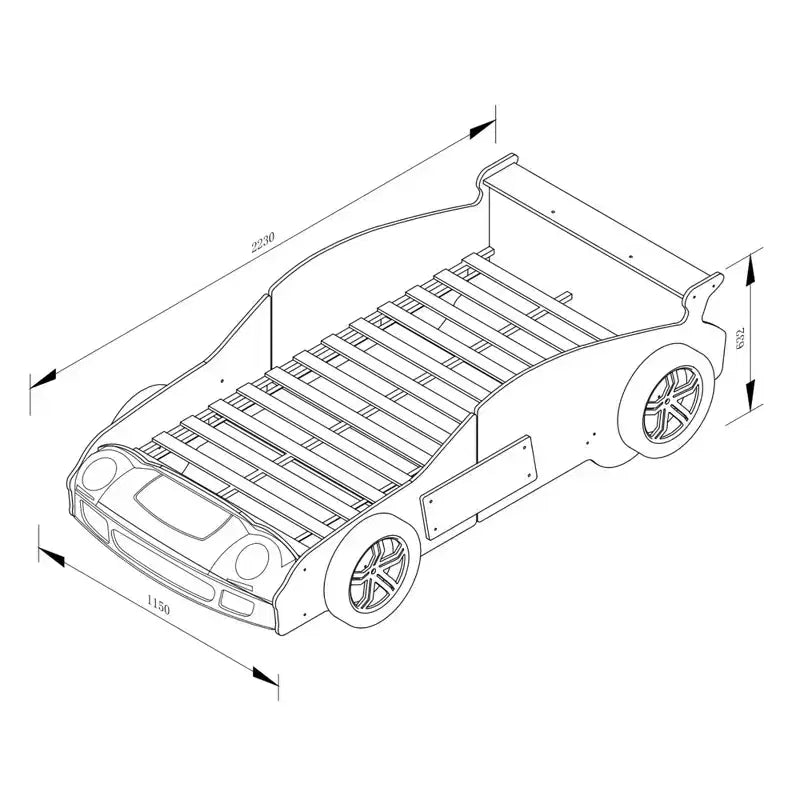 Lit de voiture moderne une place GDFStudio Rhea avec lumière LED