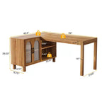 Bureau de direction en L MAYEERTY de 150 cm, bureau d'ordinateur de maison avec armoire de rangement