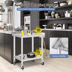Table de travail en acier inoxydable, 91x61 cm/76x46 cm, avec 4 roulettes, pour cuisine et restaurant commerciaux