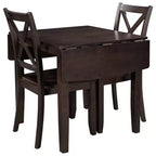 GDFStudio Torquil Ensemble repas 3 pièces en bois d'hévéa avec table pliante et 2 chaises à dossier en croix