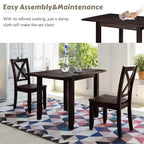 GDFStudio Torquil Ensemble repas 3 pièces en bois d'hévéa avec table pliante et 2 chaises à dossier en croix