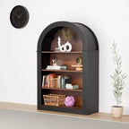 Étagère, 4 niveaux 116 cm Bibliothèque sur pied en bois avec arche, Grand organiseur de rangement pour bibliothèque, chambre, salon, noir