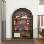 Étagère, 4 niveaux 116 cm Bibliothèque sur pied en bois avec arche, Grand organiseur de rangement pour bibliothèque, chambre, salon, noir