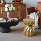 GDFStudio Jimin Tabouret d'appoint moderne en béton léger avec motif en spirale sculpturale
