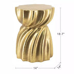 GDFStudio Jimin Tabouret d'appoint moderne en béton léger avec motif en spirale sculpturale