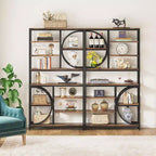 Bibliothèque Lantine de 77 pouces, étagère à 8 niveaux de style industriel avec cadre en métal, grandes étagères ouvertes pour bureau à domicile, marron/noir
