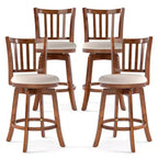 Costway 25'' Swivel Counter Barstools Set of 4 w/Backrest & Upholstered Seat Footrest