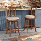 Costway Lot de 4 tabourets de bar pivotants de 63,5 cm avec dossier, assise rembourrée et repose-pieds