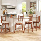 Costway Lot de 4 tabourets de bar pivotants de 63,5 cm avec dossier, assise rembourrée et repose-pieds