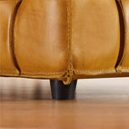 Ottoman en cuir cubique avec motif patchwork quadrillé
