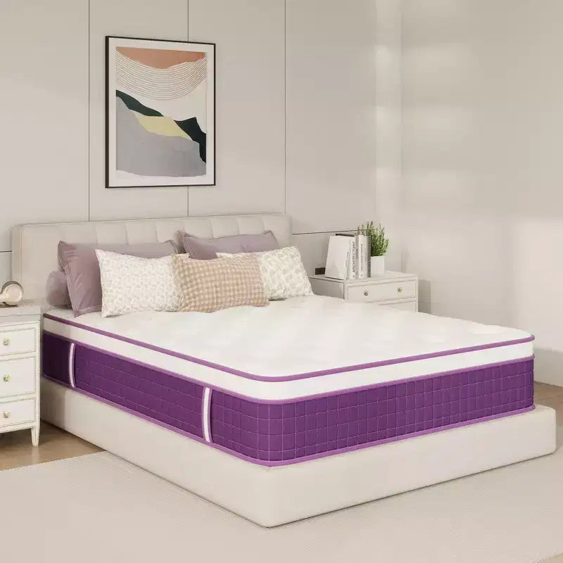 Matelas Hybride Sailvan 12 pouces, Matelas Violet en Boîte, Matelas Ferme Moyen, Soulagement de la Pression, CertiPUR-US